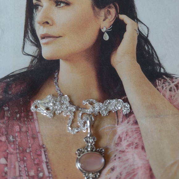 Sajen Pink Moonstone Necklace and Sterling Chain Jewelry - Sajan Crafted Sterling Silver Pink Polished Moonst